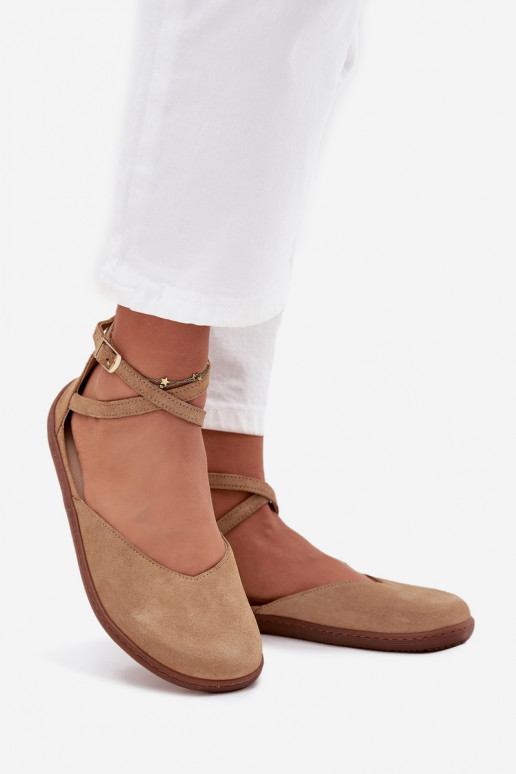 Ballerines en daim Féminin Barefoot avec des bandes Zazoo 191 beige Ballerines en daim Féminin Barefoot avec des bandes Zazoo 191 beige