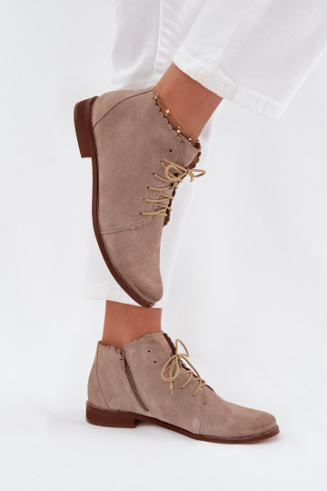 Chaussures en daim avec des talons larges couleur cappuccino Zazoo 4078