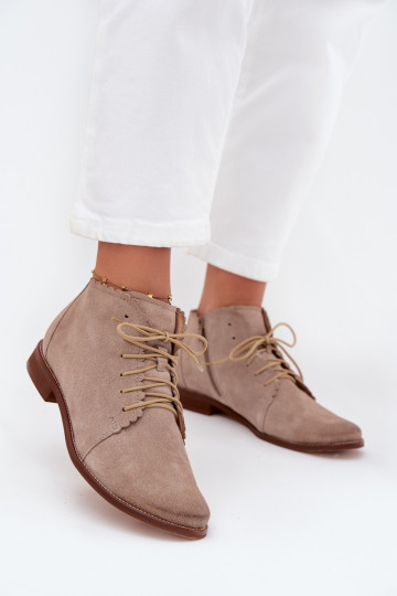 Chaussures en daim avec des talons larges couleur cappuccino Zazoo 4078 2