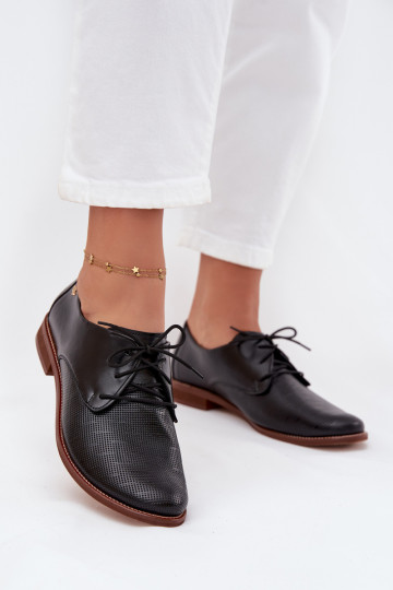 Bottines en cuir élégantes pour femmes avec lacets Zazoo 4238 noires 2