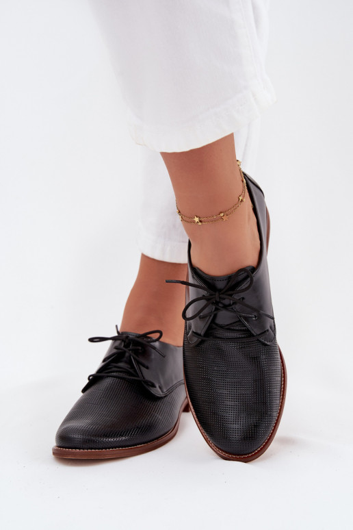 Peau chaussures Féminin Style élégant avec des lacets Zazoo 4238 couleur noire Peau chaussures Féminin Style élégant avec des lacets Zazoo 4238 couleur noire