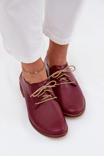 Bottines en cuir élégantes pour femmes avec lacets Zazoo 4238 bordeaux