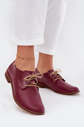 Bottines en cuir élégantes pour femmes avec lacets Zazoo 4238 bordeaux 2