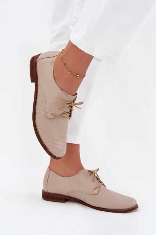 Peau chaussures Féminin Style élégant avec des lacets Zazoo 4238 beige Peau chaussures Féminin Style élégant avec des lacets Zazoo 4238 beige