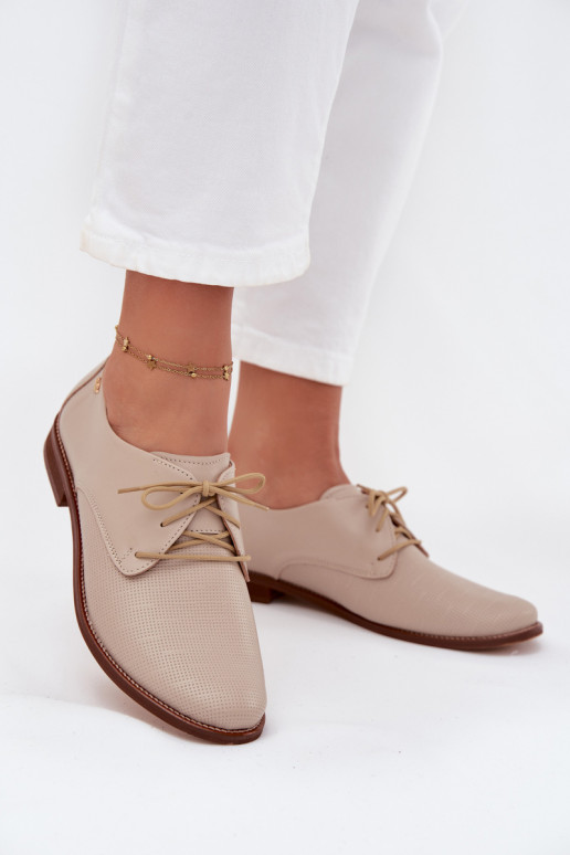 Peau chaussures Féminin Style élégant avec des lacets Zazoo 4238 beige Peau chaussures Féminin Style élégant avec des lacets Zazoo 4238 beige