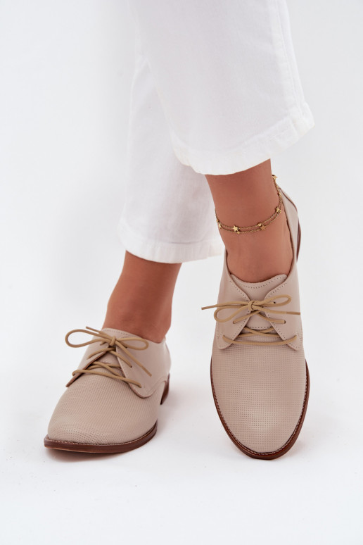 Peau chaussures Féminin Style élégant avec des lacets Zazoo 4238 beige Peau chaussures Féminin Style élégant avec des lacets Zazoo 4238 beige