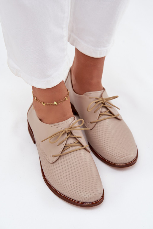 Peau chaussures Féminin Style élégant avec des lacets Zazoo 4238 beige Peau chaussures Féminin Style élégant avec des lacets Zazoo 4238 beige