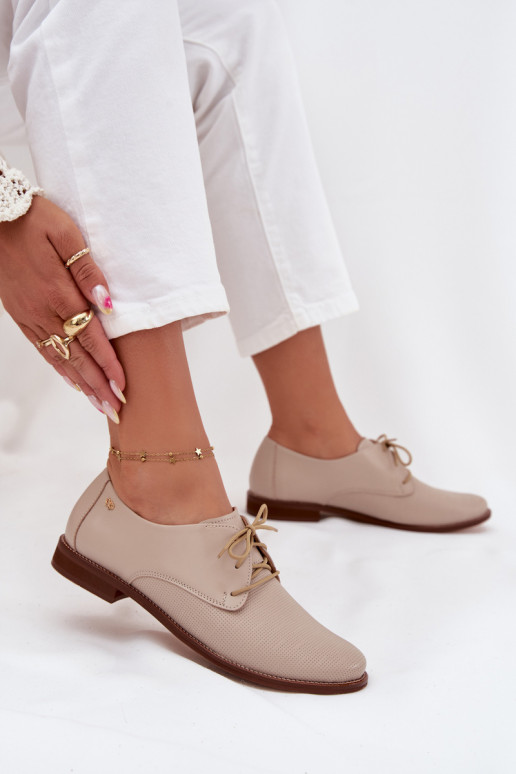 Peau chaussures Féminin Style élégant avec des lacets Zazoo 4238 beige Peau chaussures Féminin Style élégant avec des lacets Zazoo 4238 beige