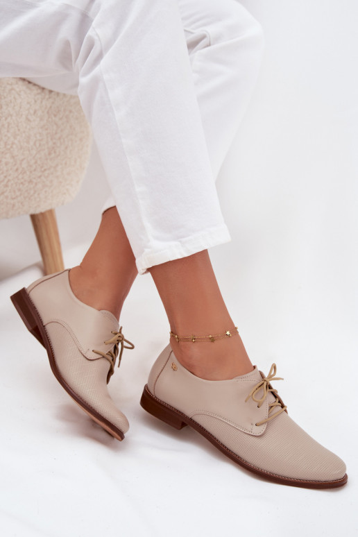 Peau chaussures Féminin Style élégant avec des lacets Zazoo 4238 beige Peau chaussures Féminin Style élégant avec des lacets Zazoo 4238 beige