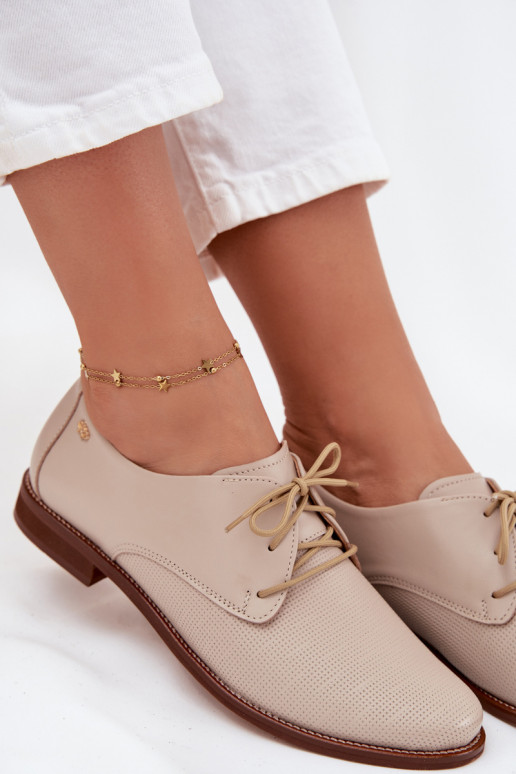Peau chaussures Féminin Style élégant avec des lacets Zazoo 4238 beige Peau chaussures Féminin Style élégant avec des lacets Zazoo 4238 beige