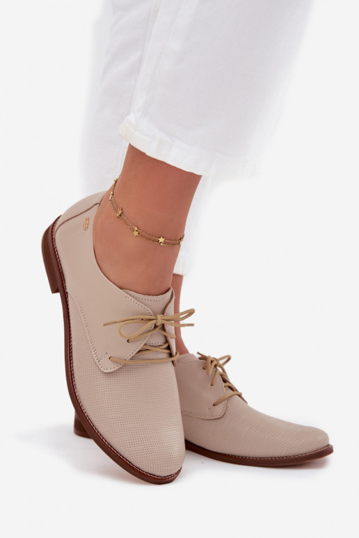 Peau chaussures Féminin Style élégant avec des lacets Zazoo 4238 beige Peau chaussures Féminin Style élégant avec des lacets Zazoo 4238 beige