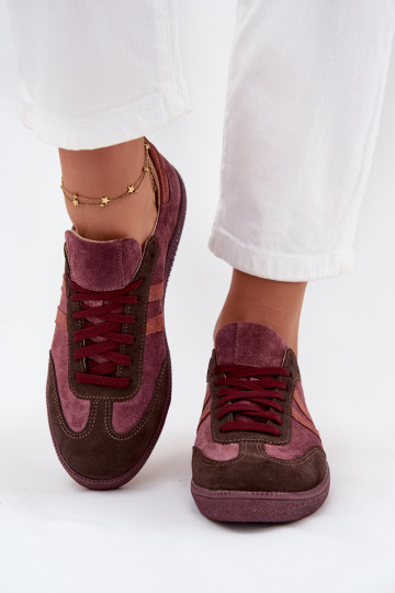 Baskets basses en daim pour femmes Zazoo N1068 bordeaux 2