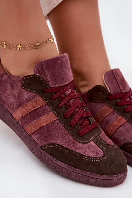 Zazoo N1068 en daim Faible Chaussures modèle baskets Féminin Bourgogne