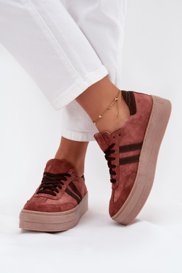Baskets en daim avec plateforme Zazoo N1068S2 marron 2