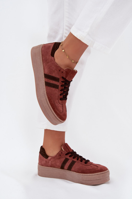 Zazoo N1068S2 Chaussures modèle baskets en daim avec une plateforme marron Zazoo N1068S2 Chaussures modèle baskets en daim avec une plateforme marron