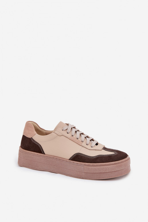 Peau Chaussures modèle baskets Féminin avec une plateforme Zazoo N1269S2 beige Peau Chaussures modèle baskets Féminin avec une plateforme Zazoo N1269S2 beige