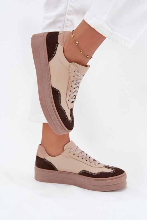 Peau Chaussures modèle baskets Féminin avec une plateforme Zazoo N1269S2 beige Peau Chaussures modèle baskets Féminin avec une plateforme Zazoo N1269S2 beige