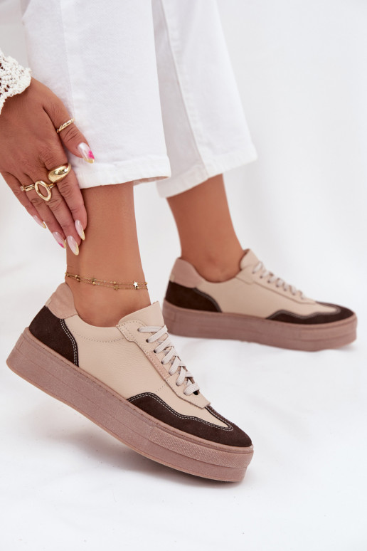 Peau Chaussures modèle baskets Féminin avec une plateforme Zazoo N1269S2 beige Peau Chaussures modèle baskets Féminin avec une plateforme Zazoo N1269S2 beige