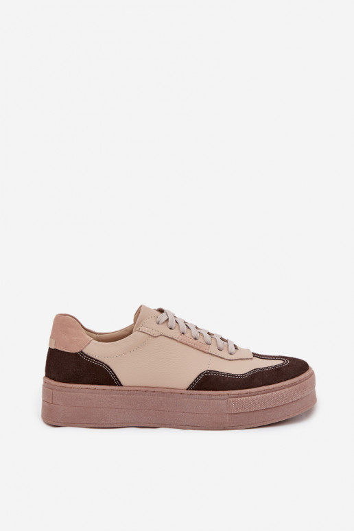 Peau Chaussures modèle baskets Féminin avec une plateforme Zazoo N1269S2 beige Peau Chaussures modèle baskets Féminin avec une plateforme Zazoo N1269S2 beige