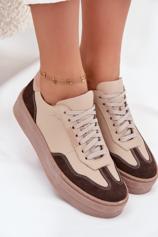 Peau Chaussures modèle baskets Féminin avec une plateforme Zazoo N1269S2 beige Peau Chaussures modèle baskets Féminin avec une plateforme Zazoo N1269S2 beige