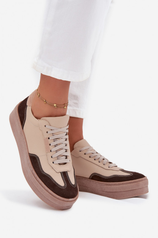 Peau Chaussures modèle baskets Féminin avec une plateforme Zazoo N1269S2 beige Peau Chaussures modèle baskets Féminin avec une plateforme Zazoo N1269S2 beige