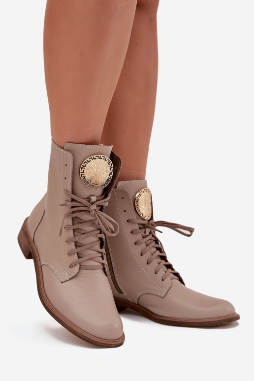 Peau Bottes pour femmes avec des talons larges Ze couleur doréem Detalem Zazoo 3084 beige Peau Bottes pour femmes avec des talons larges Ze couleur doréem Detalem Zazoo 3084 beige