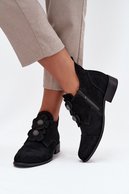 en daim chaussures Féminin Avec des décorationsi avec des motifs florauxkami Zazoo 3080 couleur noire en daim chaussures Féminin Avec des décorationsi avec des motifs florauxkami Zazoo 3080 couleur noire