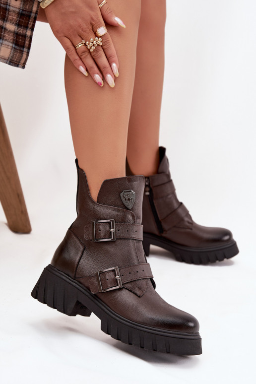 Peau réchauffer Bottes pour femmes avec boucles I Ozdobnym Detalem Zazoo 60482 CzekoladoÀe Peau réchauffer Bottes pour femmes avec boucles I Ozdobnym Detalem Zazoo 60482 CzekoladoÀe