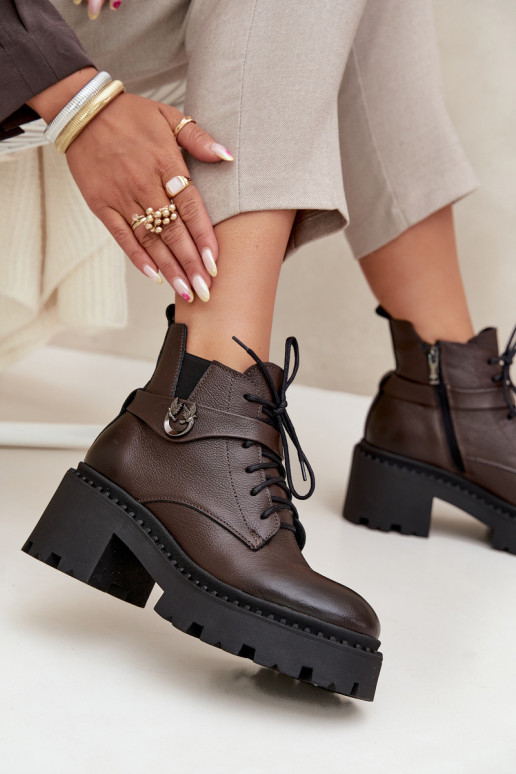 Peau Bottes pour femmes Klocke avec des talons décorés réchauffer Zazoo 60557 CzekoladoÀe