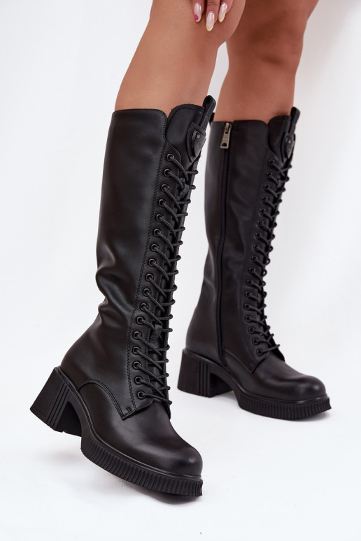 Peau avec des lacets bottes Klocke réchauffer Vinceza 66804 couleur noire Peau avec des lacets bottes Klocke réchauffer Vinceza 66804 couleur noire