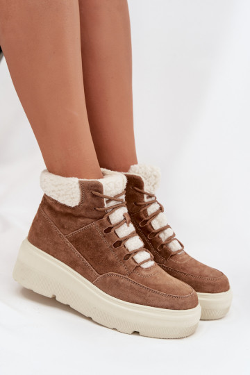 Bottes de neige en daim pour femmes avec isolation et plateforme Vinceza 95354 marron