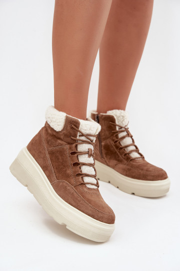 en daim Bottes de neige Féminin avec échauffement avec une plateforme Vinceza 95354 marron 2