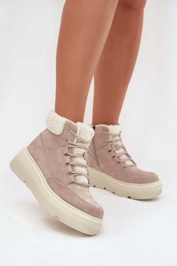 en daim Bottes de neige Féminin avec échauffement avec une plateforme Vinceza 95354 beige 2