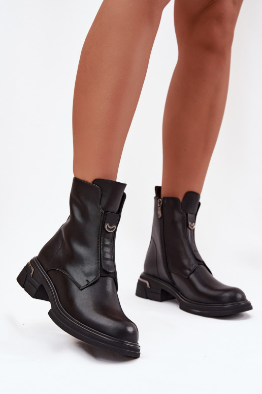 Bottes pour femmesActivéturalnej Skóry Sur un talon bas couleur noire Karisse