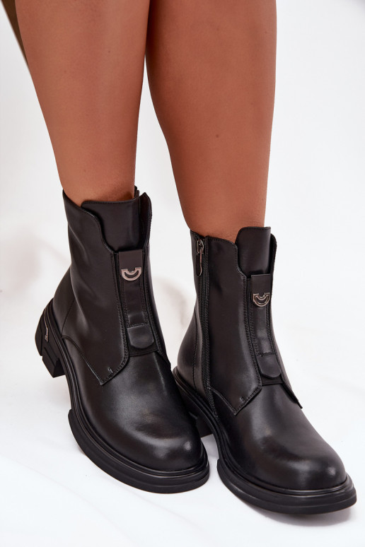 Bottes pour femmesActivéturalnej Skóry Sur un talon bas couleur noire Karisse