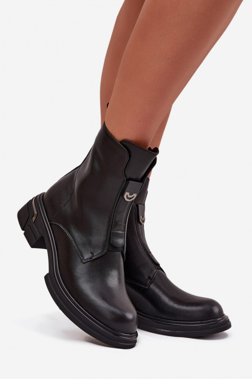 Bottes pour femmesActivéturalnej Skóry Sur un talon bas couleur noire Karisse