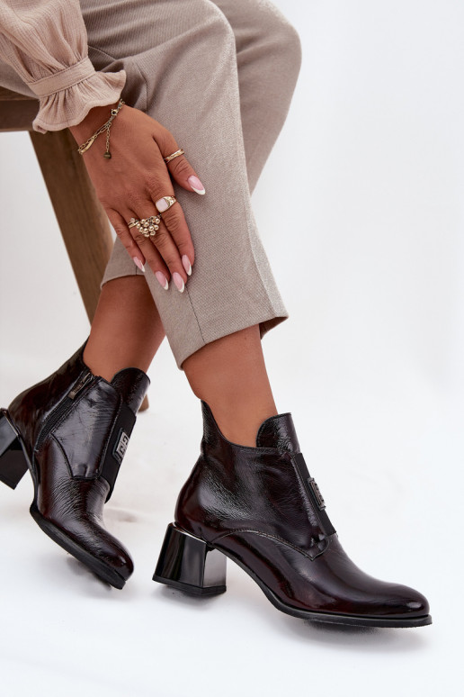 Peau avec effet vernis Bottes Klocke Avec des décorations Detalem réchauffer Zazoo 60560 Bourgogne