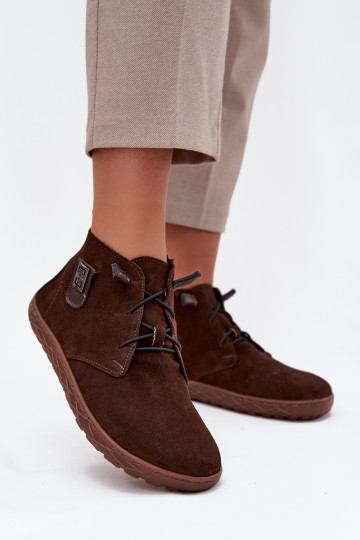 en daim chaussures Barefoot Féminin Avec des décorations Detalem Zazoo 30072 CzekoladoÀe 2