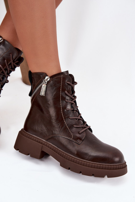 Peau Bottines de travail Féminin réchauffer Big Star SS274453 marron