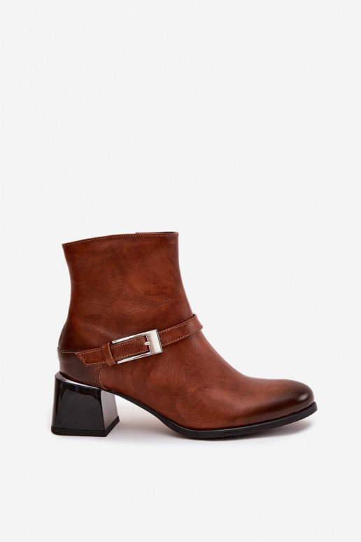 Peau Bottes pour femmes avec des talons avec boucles Zazoo 60562 marron Peau Bottes pour femmes avec des talons avec boucles Zazoo 60562 marron