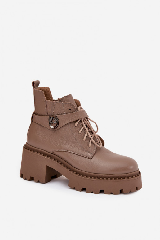 Peau Bottes pour femmes Klocke avec des talons décorés réchauffer Zazoo 60557 beige