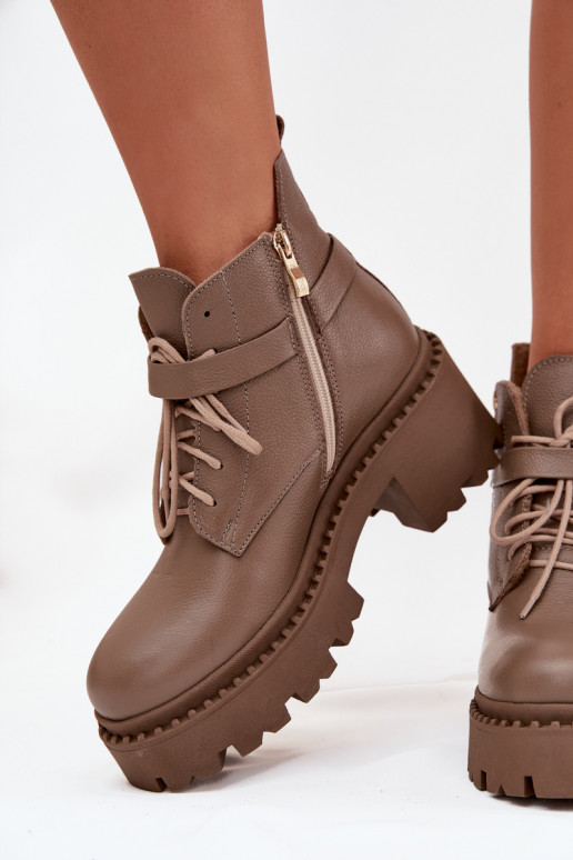 Peau Bottes pour femmes Klocke avec des talons décorés réchauffer Zazoo 60557 beige