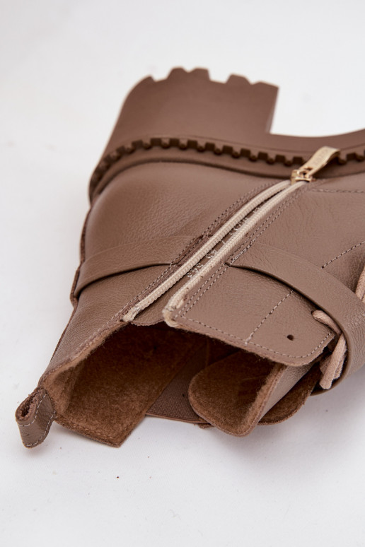 Peau Bottes pour femmes Klocke avec des talons décorés réchauffer Zazoo 60557 beige