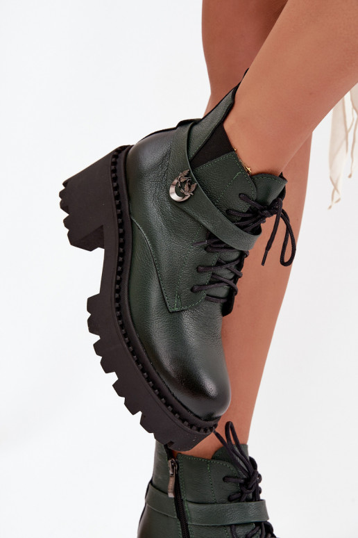 Peau Bottes pour femmes Klocke avec des talons décorés réchauffer Zazoo 60557 couleur kaki Peau Bottes pour femmes Klocke avec des talons décorés réchauffer Zazoo 60557 couleur kaki