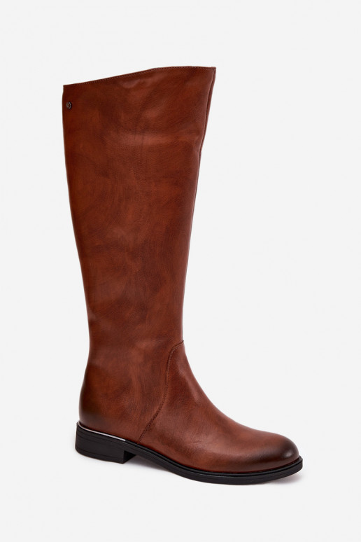 Peau bottes pour femmes avec des talons larges réchauffer Zazoo 70150 marron Peau bottes pour femmes avec des talons larges réchauffer Zazoo 70150 marron