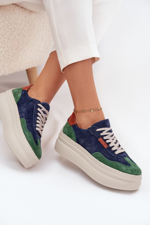 en daim Chaussures modèle baskets Féminin avec une plateforme Zazoo N1269S3 vert-bleu foncé en daim Chaussures modèle baskets Féminin avec une plateforme Zazoo N1269S3 vert-bleu foncé