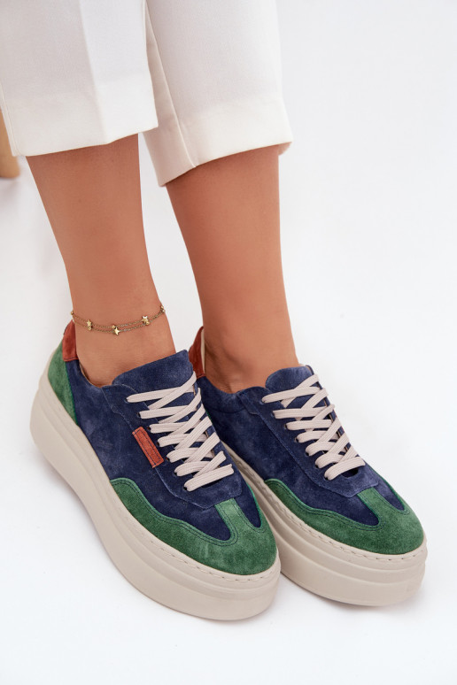 en daim Chaussures modèle baskets Féminin avec une plateforme Zazoo N1269S3 vert-bleu foncé en daim Chaussures modèle baskets Féminin avec une plateforme Zazoo N1269S3 vert-bleu foncé
