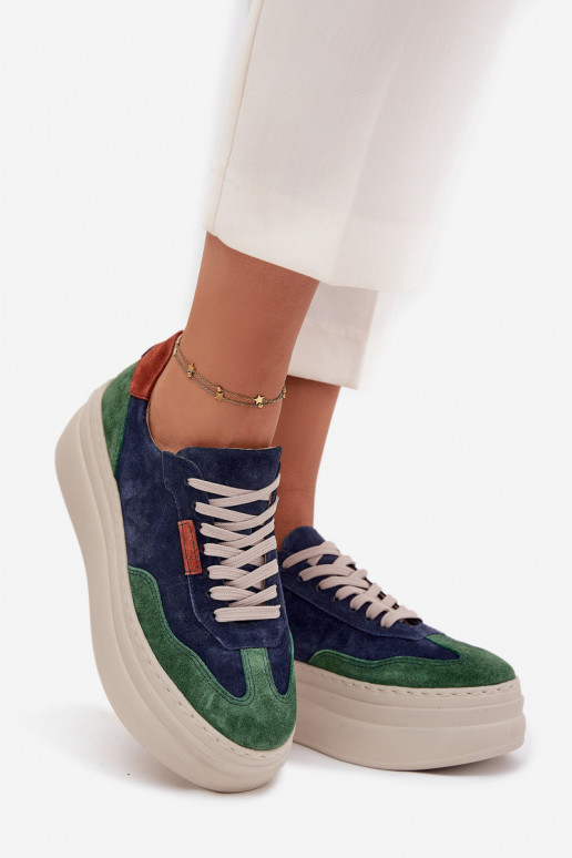 en daim Chaussures modèle baskets Féminin avec une plateforme Zazoo N1269S3 vert-bleu foncé en daim Chaussures modèle baskets Féminin avec une plateforme Zazoo N1269S3 vert-bleu foncé