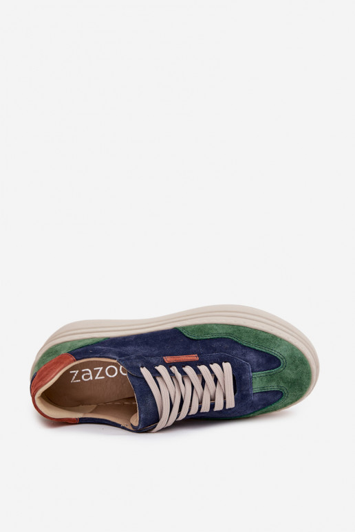 en daim Chaussures modèle baskets Féminin avec une plateforme Zazoo N1269S3 vert-bleu foncé en daim Chaussures modèle baskets Féminin avec une plateforme Zazoo N1269S3 vert-bleu foncé