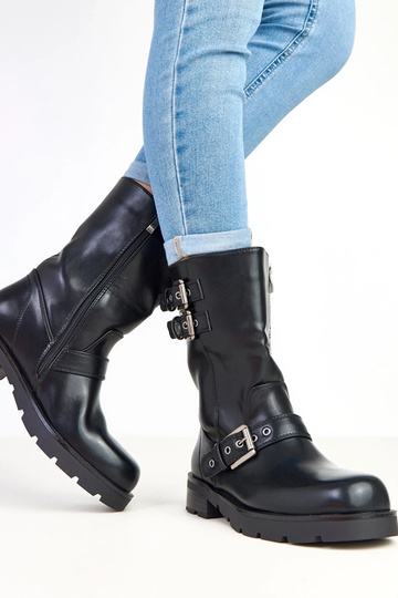 Bottines noires à plateforme avec boucles décoratives Shalay 2